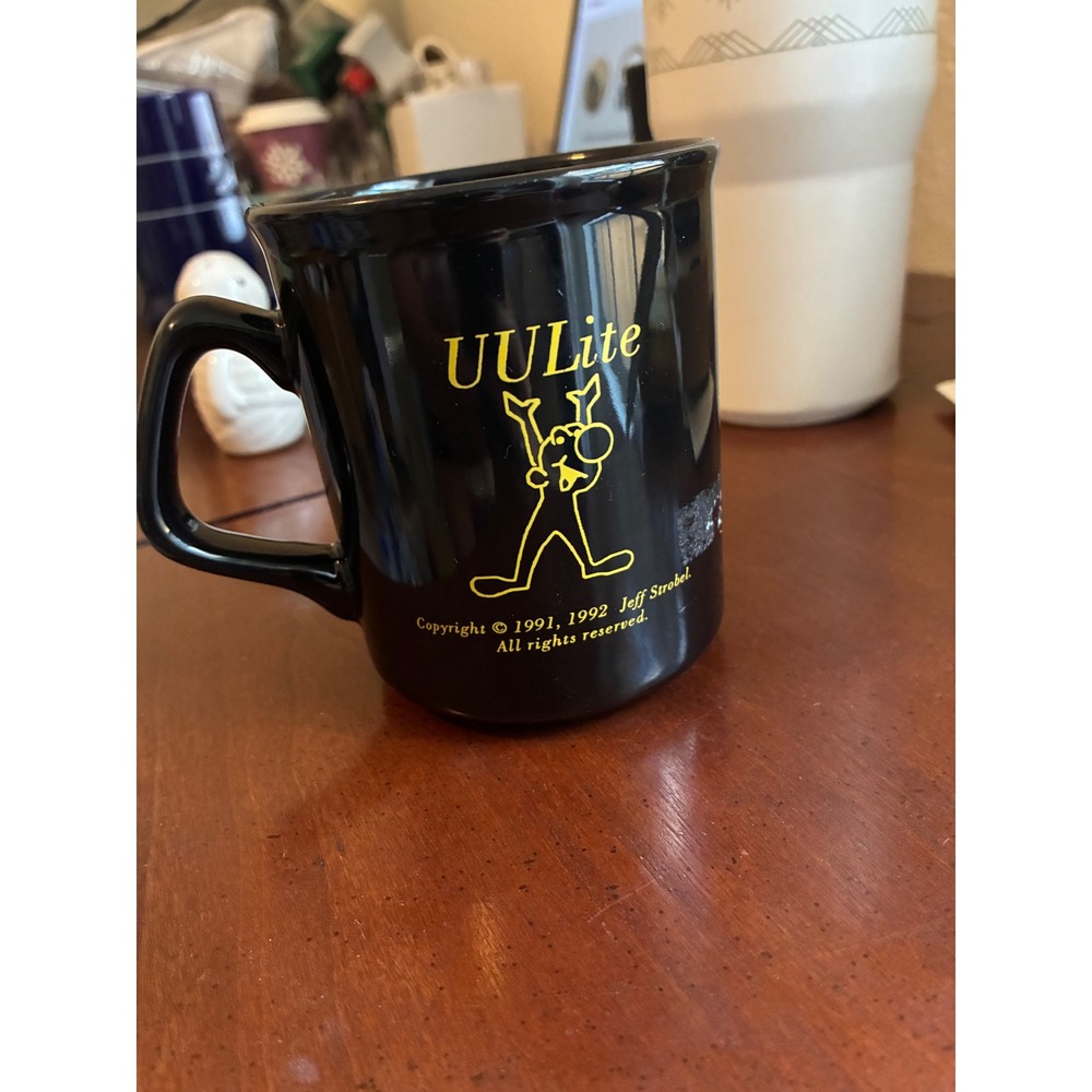 Vintage Jeff Strobel UULite 'Shareware' Coffee Mug Unisex OS Black Unique